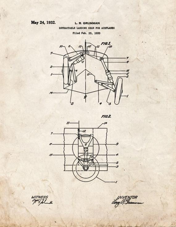 Retractable Landing Gear For Airplanes Patent Print