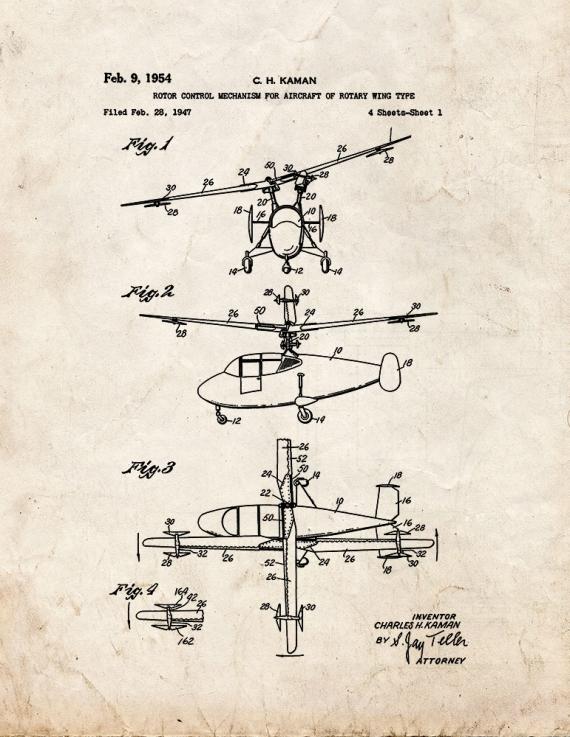 Rotor Control Mechanism For Aircraft Of Rotary Wing Type Patent Print