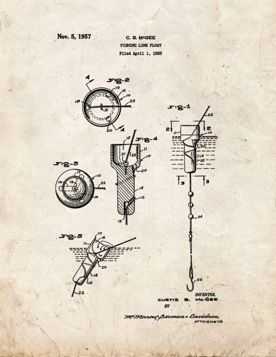 Fishing Line Float Patent Print