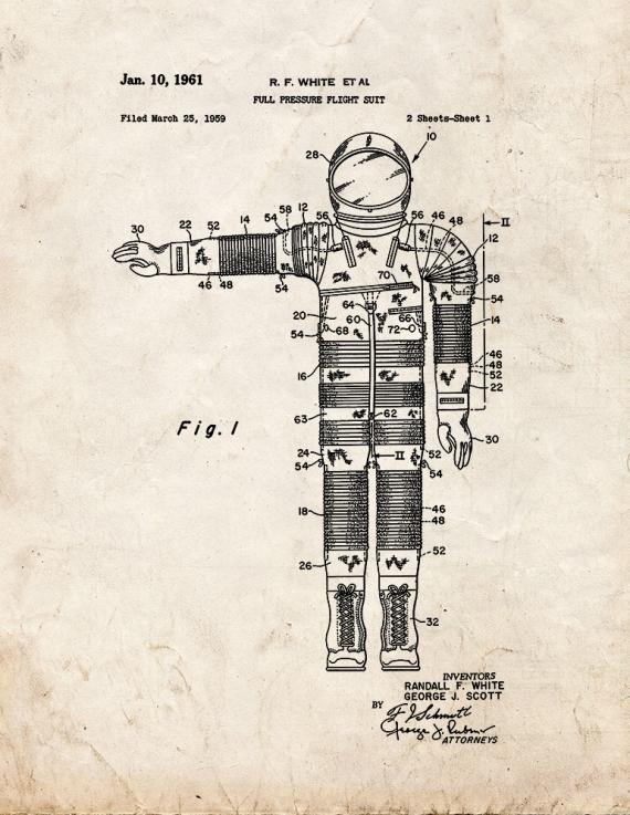 Full Pressure Flight Suit Patent Print