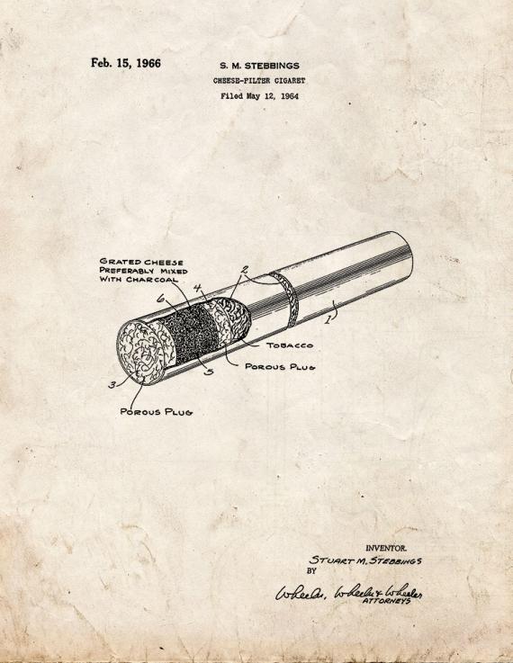Cheese-filter Cigaret Patent Print
