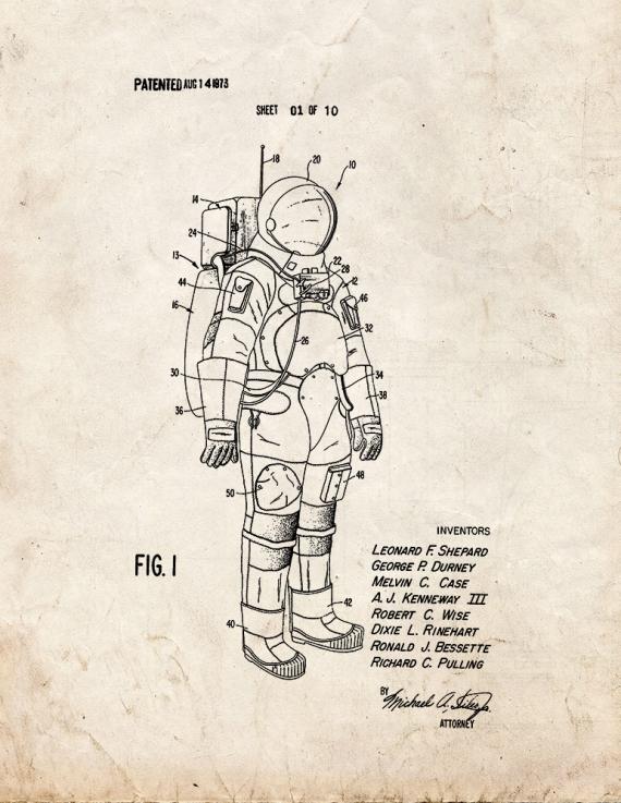 Space Suit Patent Print