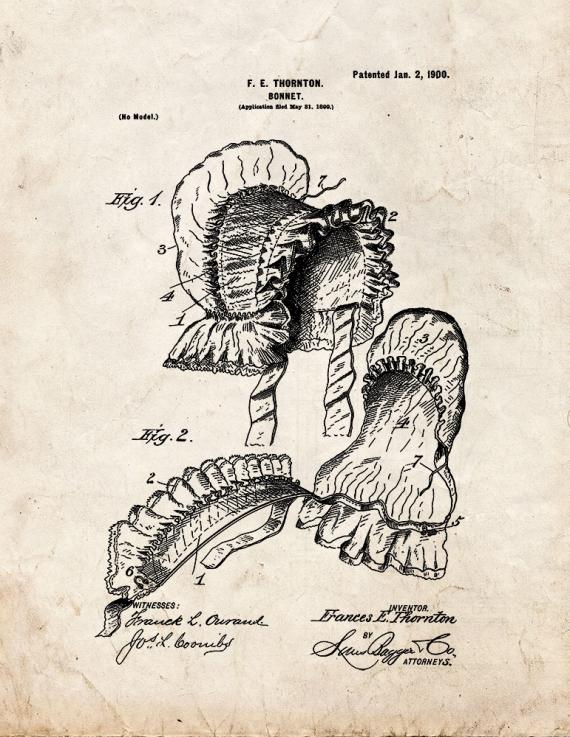 Bonnet Patent Print