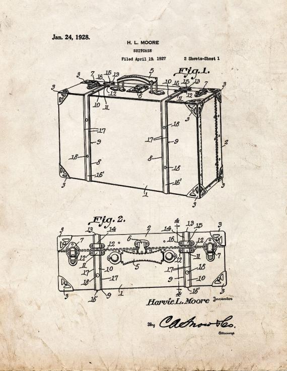 Suitcase Patent Print