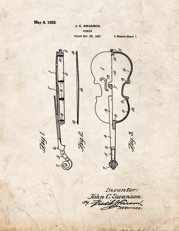 Violin Patent Print