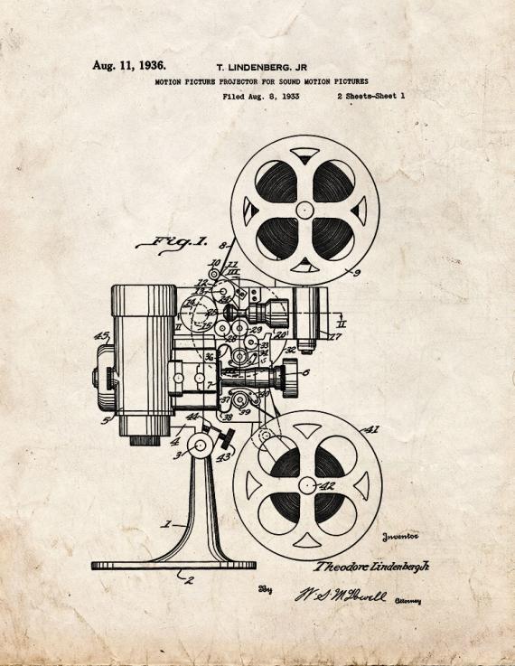 Motion Picture Projector For Sound Motion Pictures Patent Print