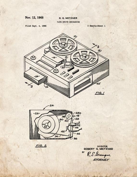 Tape Drive Mechanism Patent Print