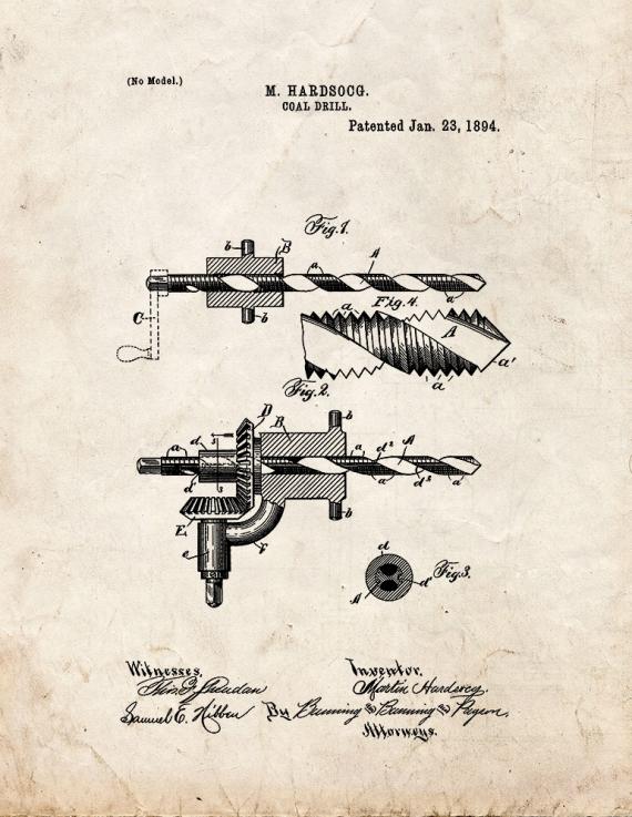 Coal Drill Patent Print
