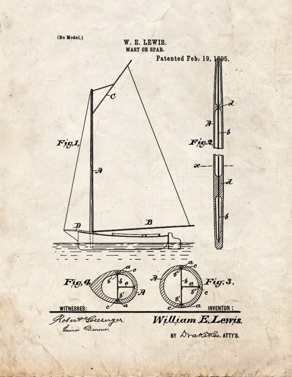 Mast Or Spar Patent Print