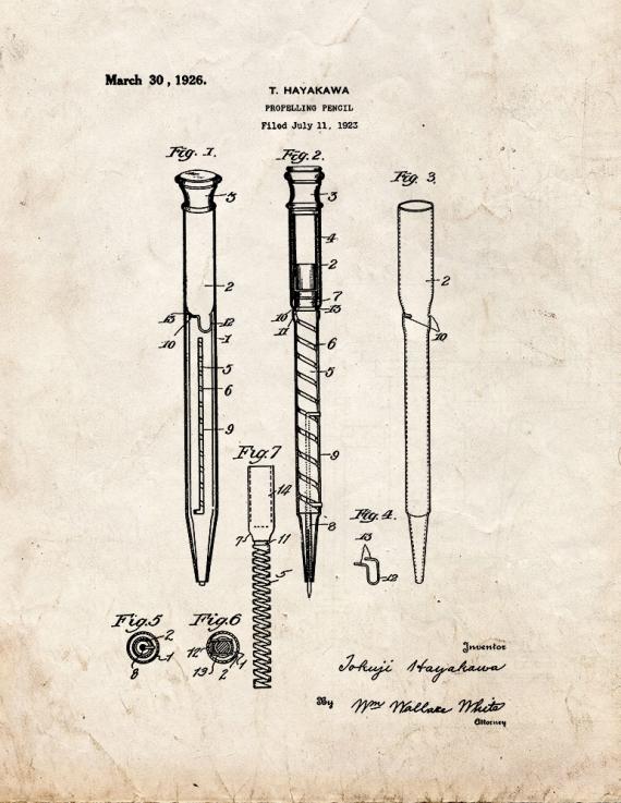 Propelling Pencil Patent Print