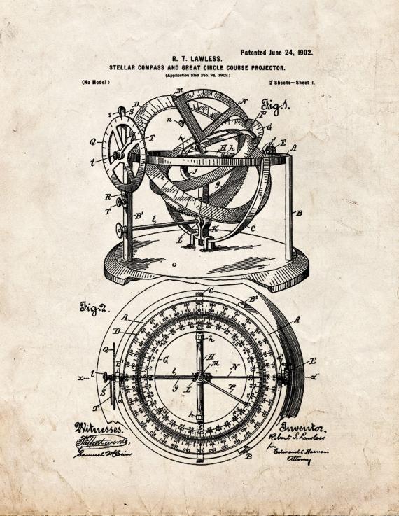 Stellar Compass And Great-circle-course Projector Patent Print