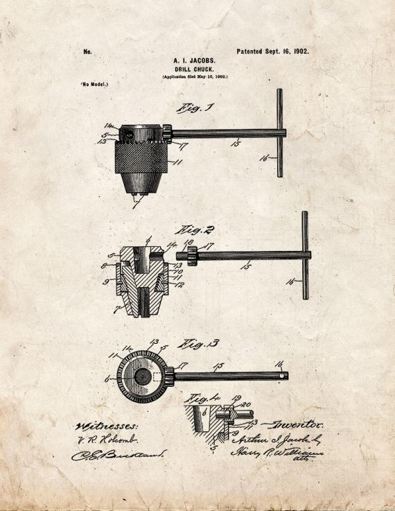Drill Chuck Patent Print