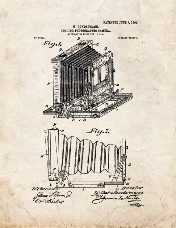 Folding Photographic Camera Patent Print
