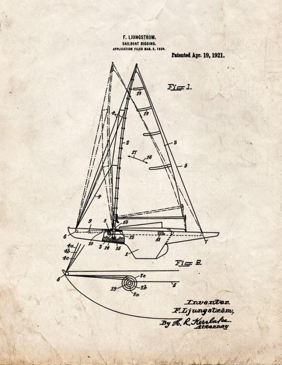 Sailboat Rigging Patent Print