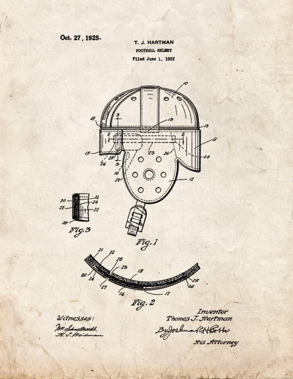 Football Helmet Patent Print