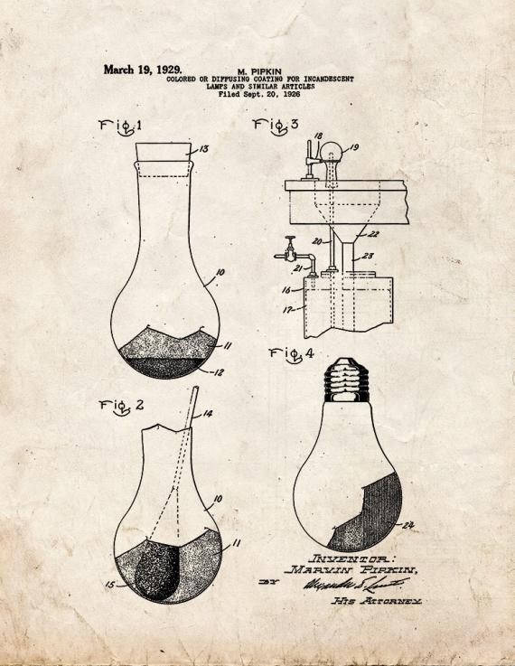 Colored Or Diffusing Coating For Incandescent Lamps And Similar Articles Patent Print