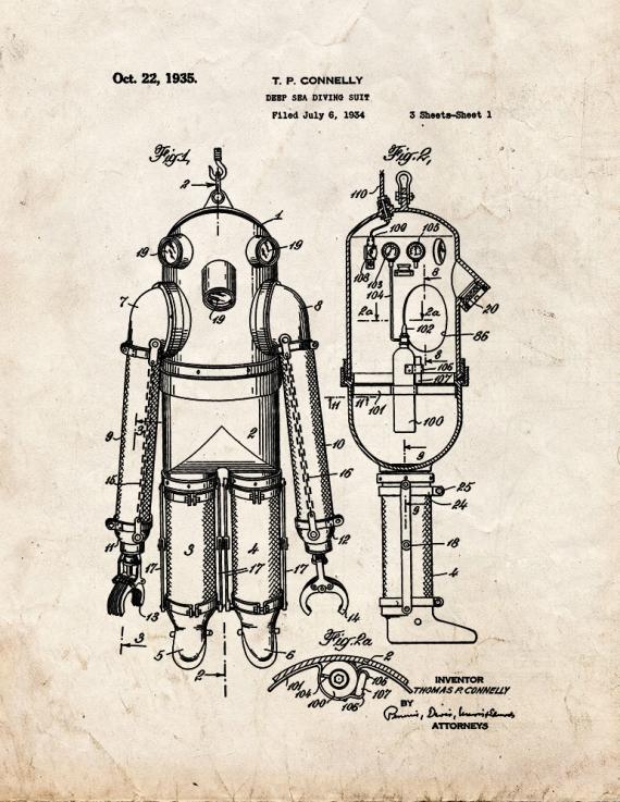 Deep Sea Diving Suit Patent Print