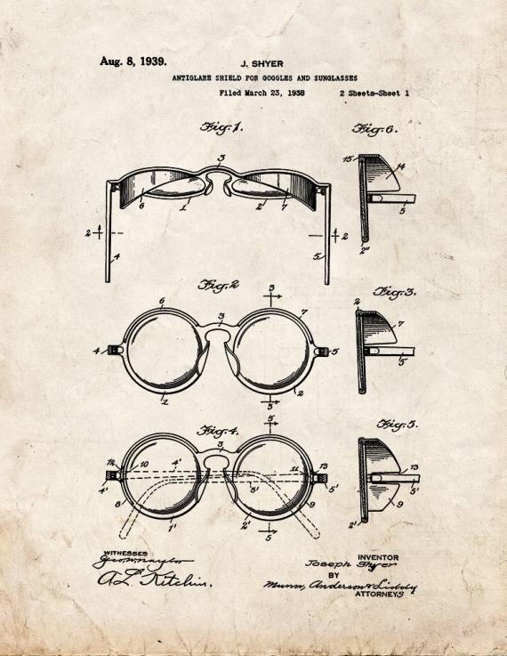 Antiglare Shield For Goggles And Sunglasses Patent Print