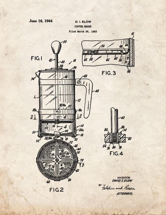 Coffee Maker Patent Print