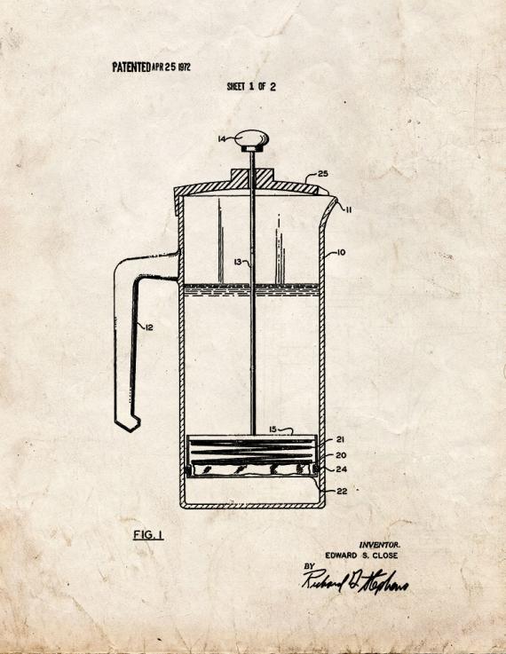 Coffee Brewer Patent Print
