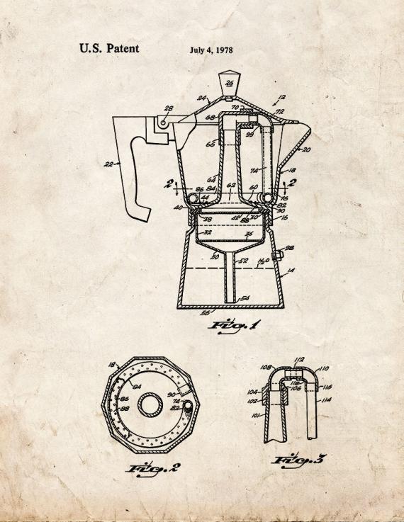 Coffee Brewing Device Patent Print