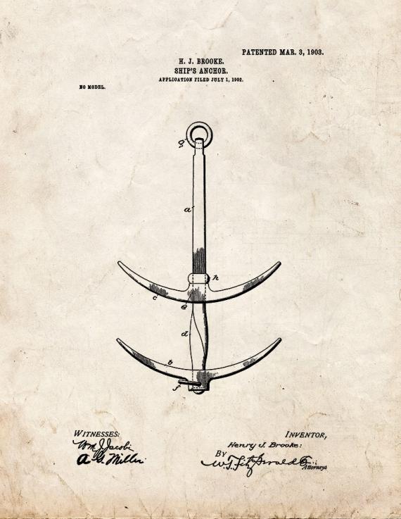 Ship's Anchor Patent Print