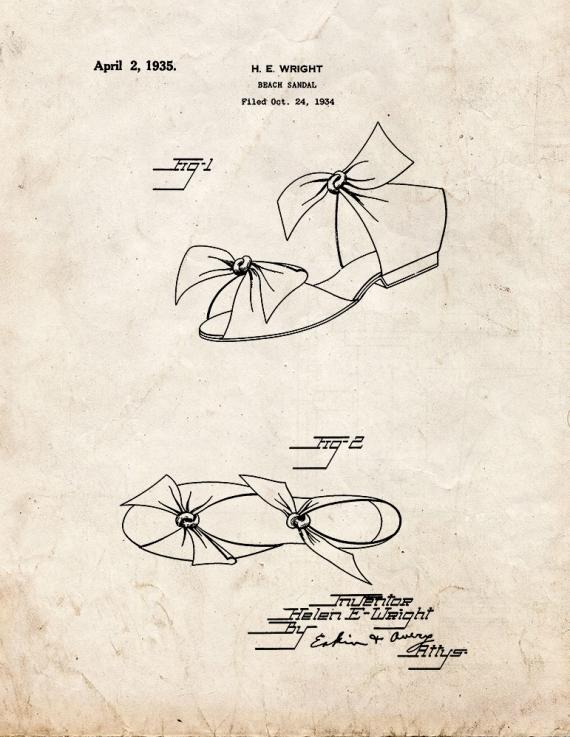 Beach Sandal Patent Print