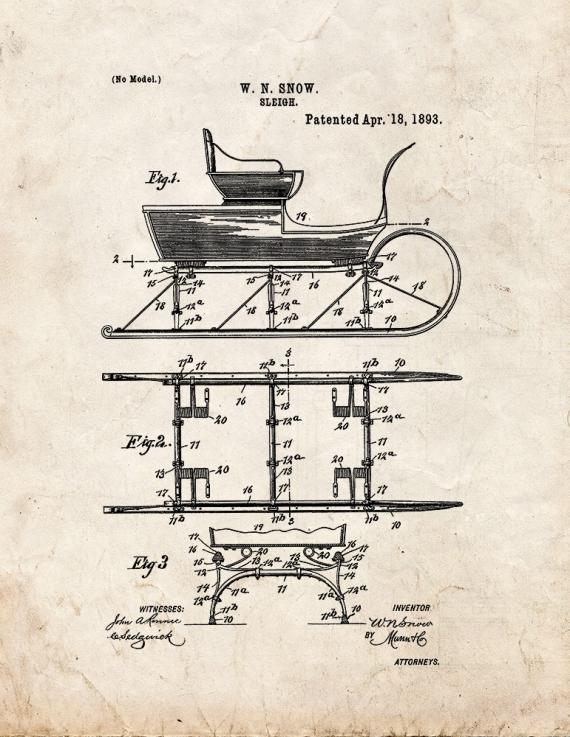 Sleigh Patent Print