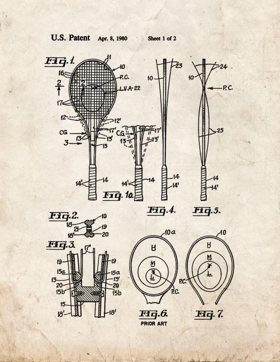 Tennis Racquet Patent Print