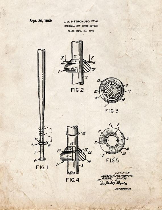 Baseball Bat Choke Device Patent Print