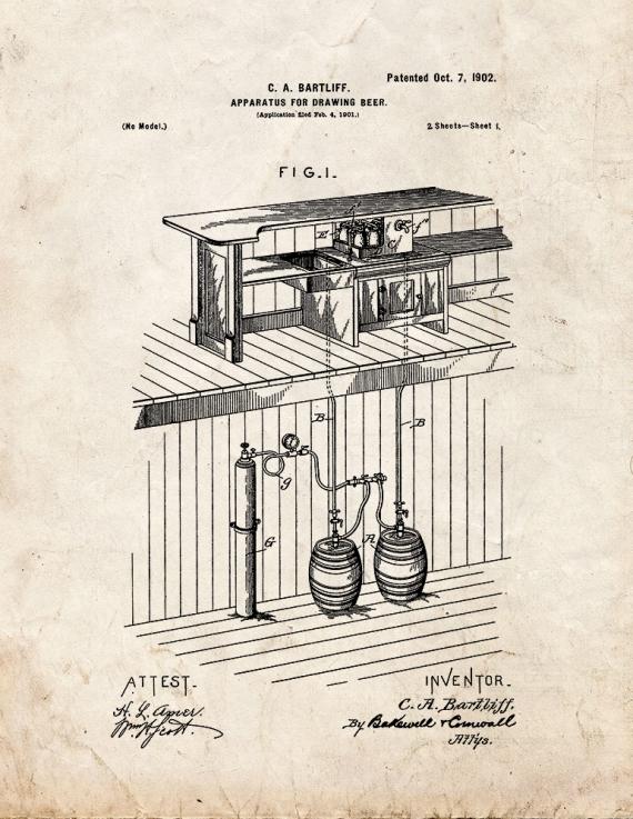 Apparatus for Drawing Beer Patent Print