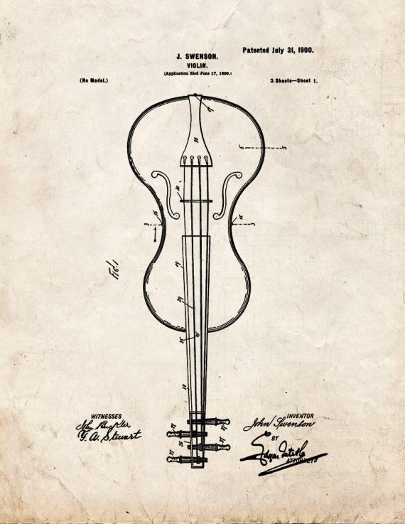 Violin Patent Print