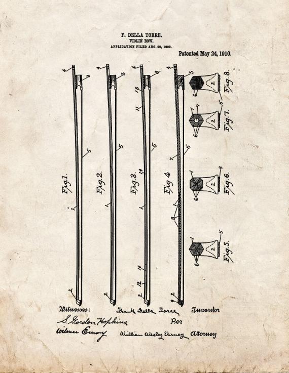 Violin Bow Patent Print