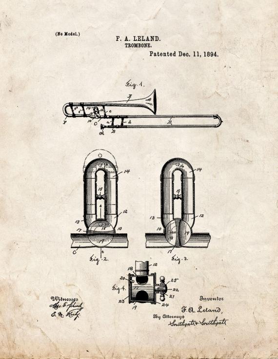 Trombone Patent Print