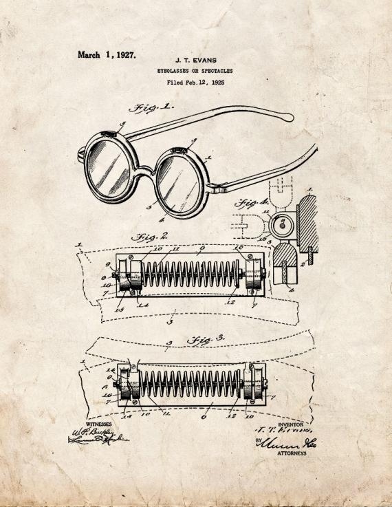 Eyeglasses Or Spectacles Patent Print