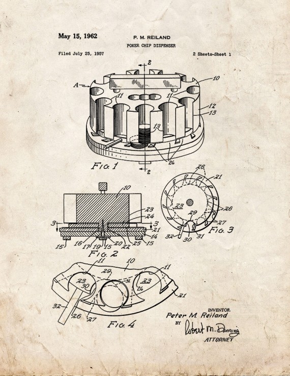 Poker Chip Dispenser Patent Print