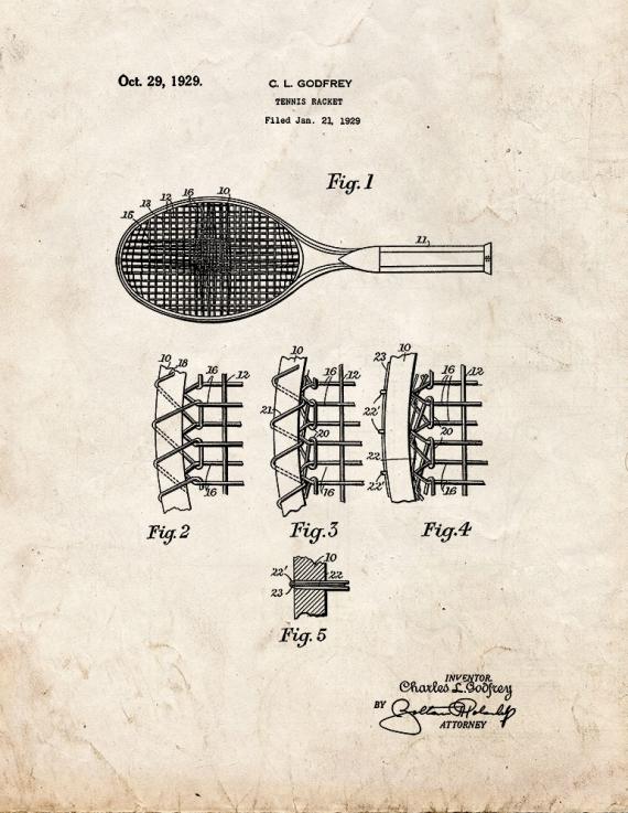 Tennis Racket Patent Print