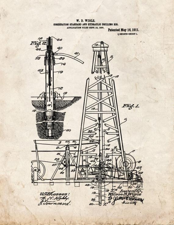 Combination Standard and Hydraulic Drilling-rig Patent Print