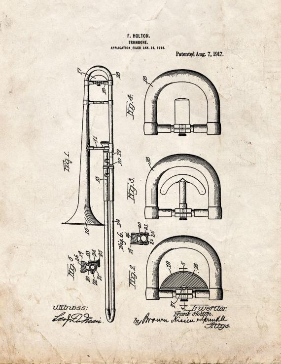 Trombone Patent Print