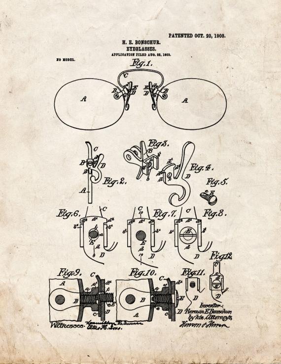 Eyeglasses Patent Print