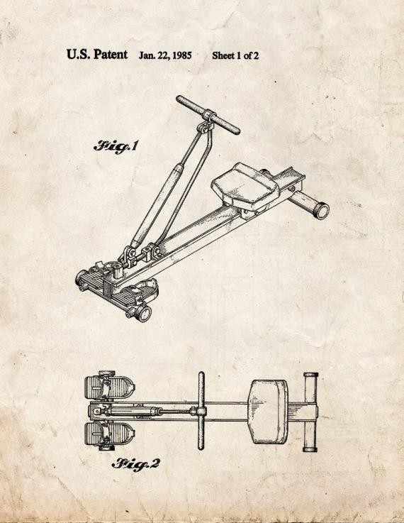 Rowing Machine Patent Print