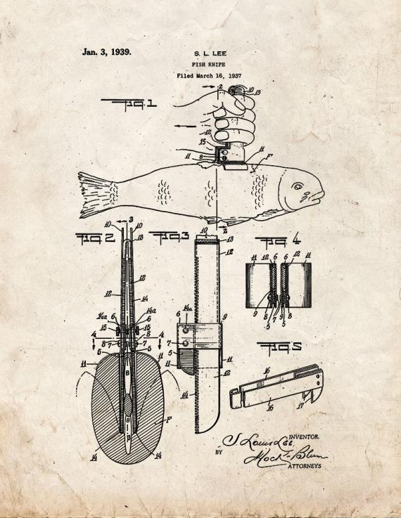 Fish Knife Patent Print