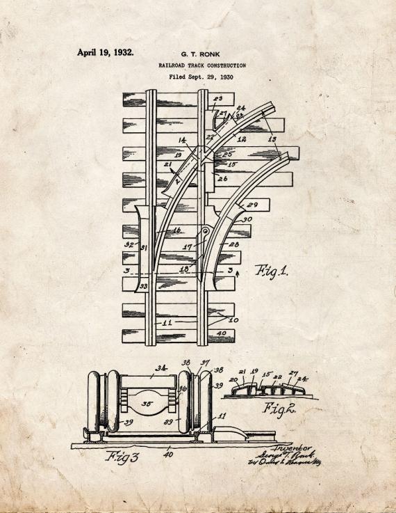 Railroad Track Construction Patent Print