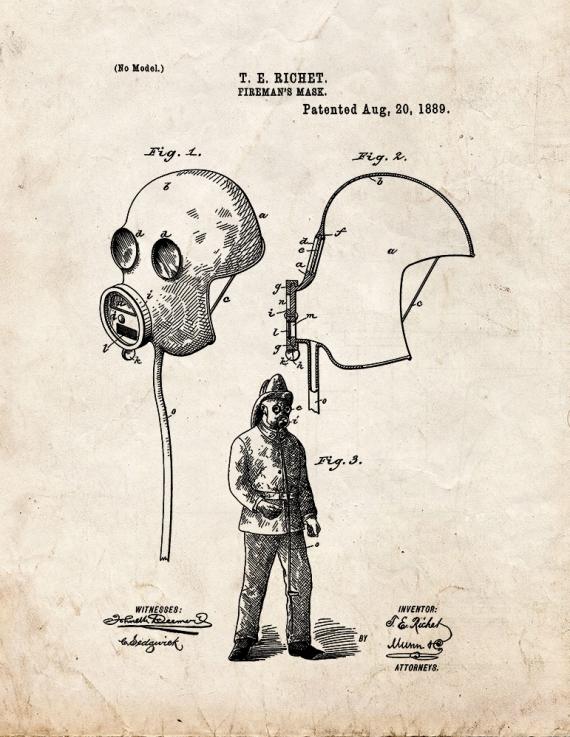 Fireman's Mask Patent Print