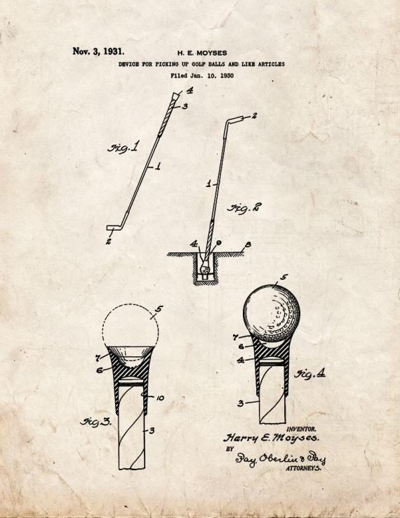 Device for Picking Up Golf Balls and Like Articles Patent Print