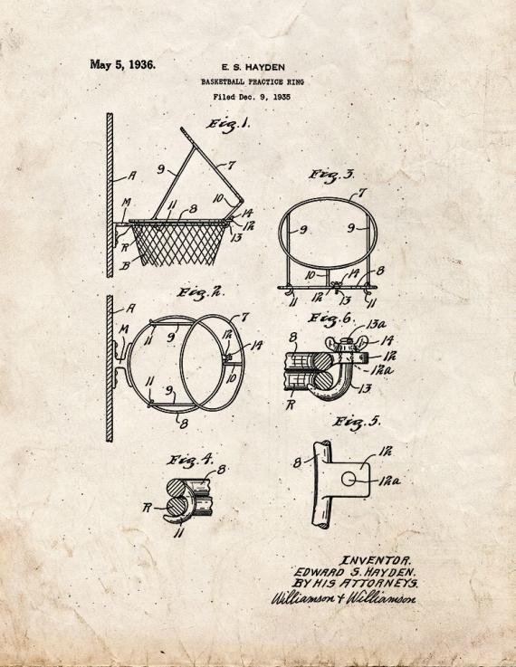 Basketball Practice Ring Patent Print