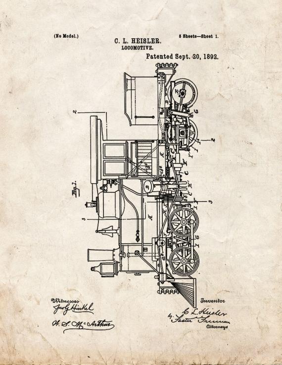 Locomotive Patent Print
