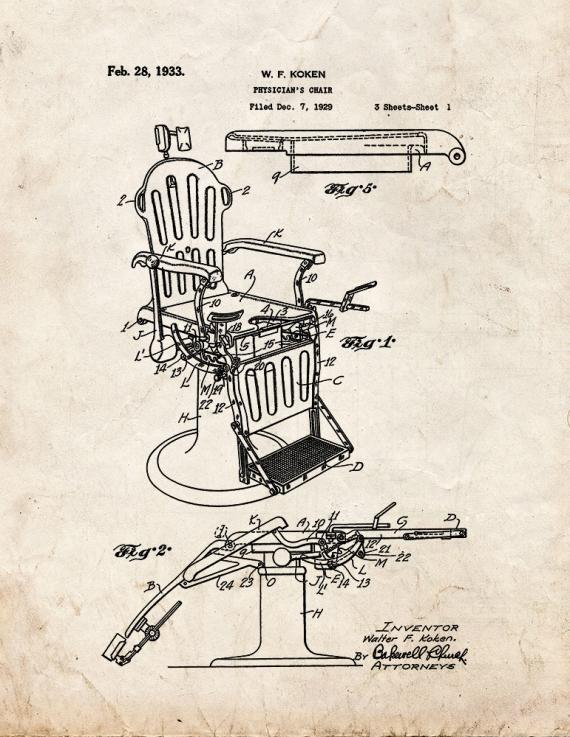 Physician's Chair Patent Print