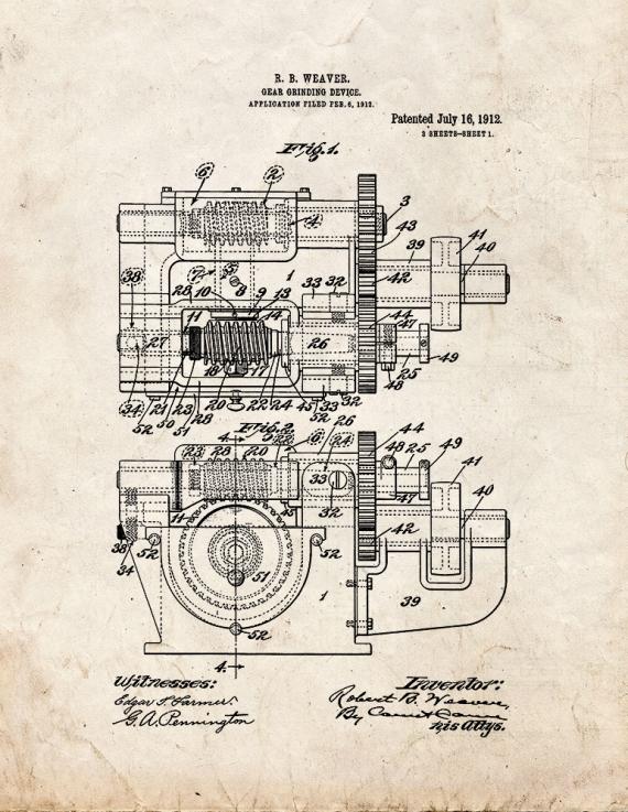 Gear-grinding Device Patent Print