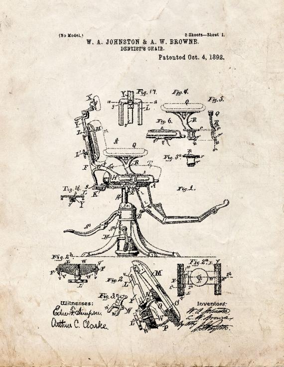 Dentist's Chair Patent Print